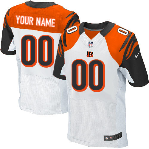 Men's Elite Nike Jersey White Road - Customized NFL Cincinnati Bengals